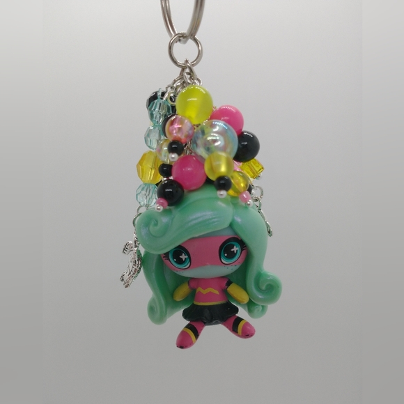 Lagoona Blue Monster High Purse Charm Keychain Handmade Power Mini Figure OOAK - Picture 1 of 10
